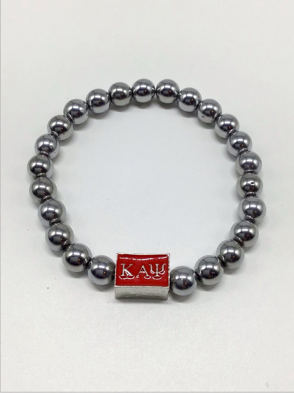 Kappa Alpha Psi Silver Tone Beaded Stretch Bracelet
